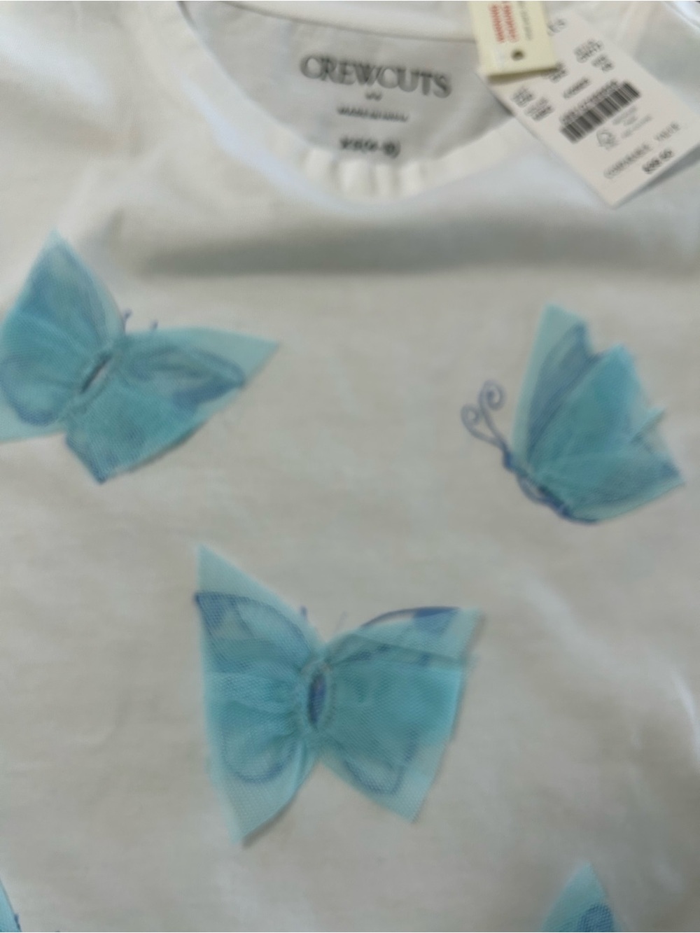 Crewcuts White Tee with Light Blue Butterfly Appliqués - Picture 3 of 4